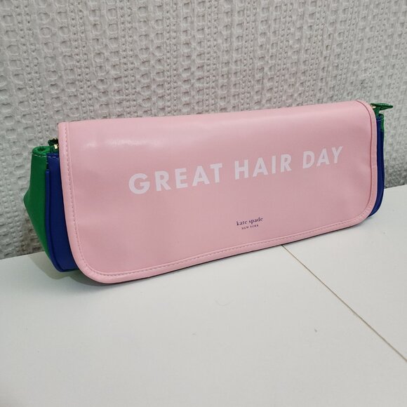 Kate Spade 'Great Hair Day ' Hair Tools Case Travel Pink Green Blue - Picture 5 of 11